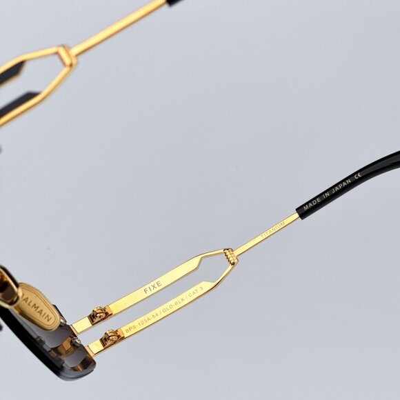 Balmain FIXE BPS-123A-54 Men BRAND NEW Sunglasses Titanium Gold Grey Geometric - Picture 5 of 13